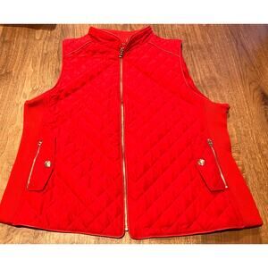 Chico’s‎ Quilted Zip Vest Womens Size 4 XXL Red Sleeveless Puffer Jacket